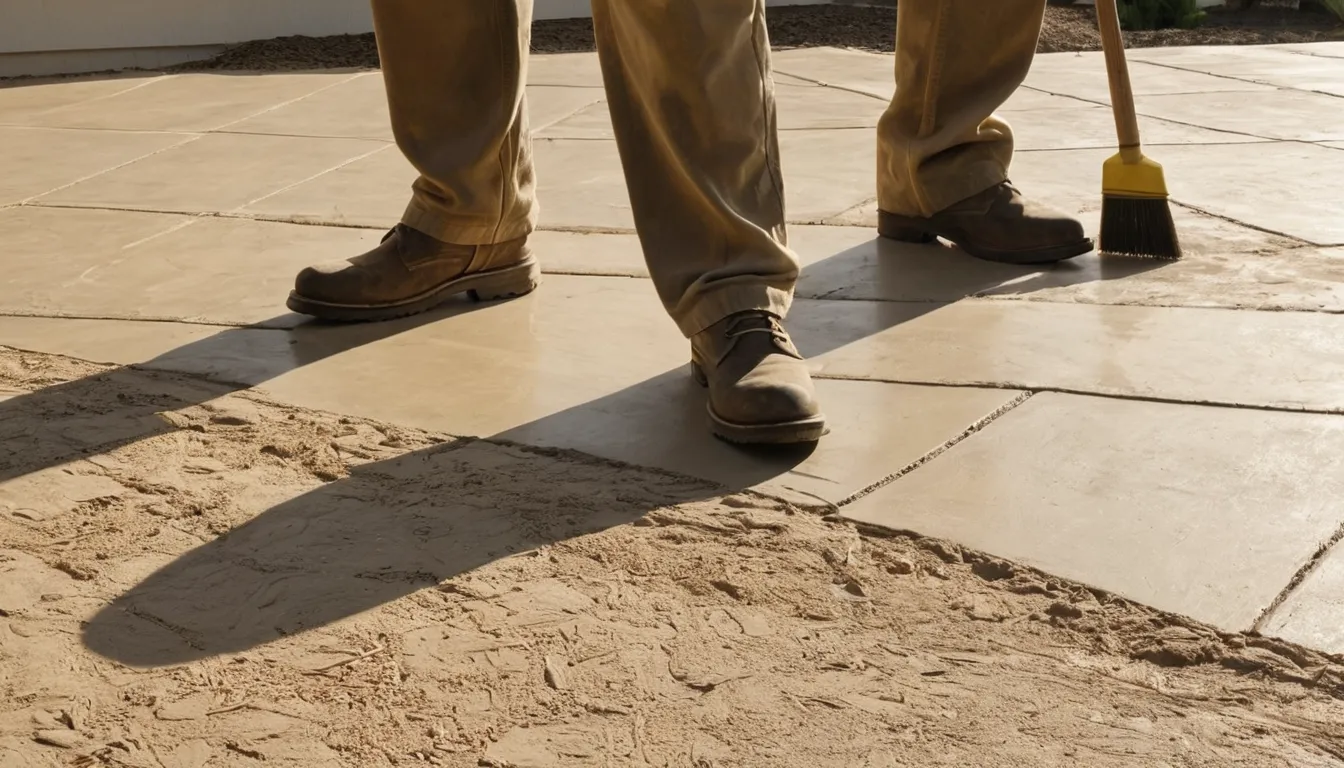 A newly poured concrete patio behind a stucco ranch home in the West Sacramento area